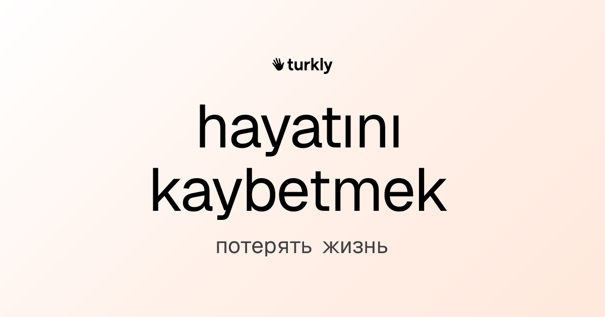 hayatını kaybetmek — потерять жизнь