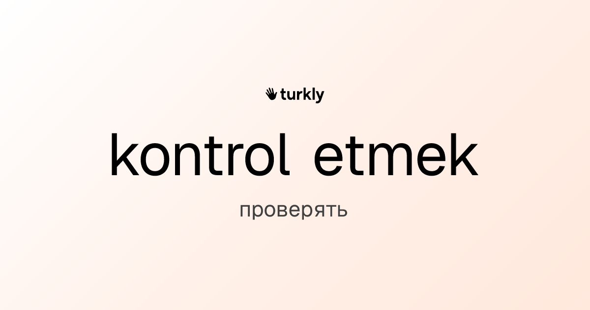 kontrol etmek — проверять