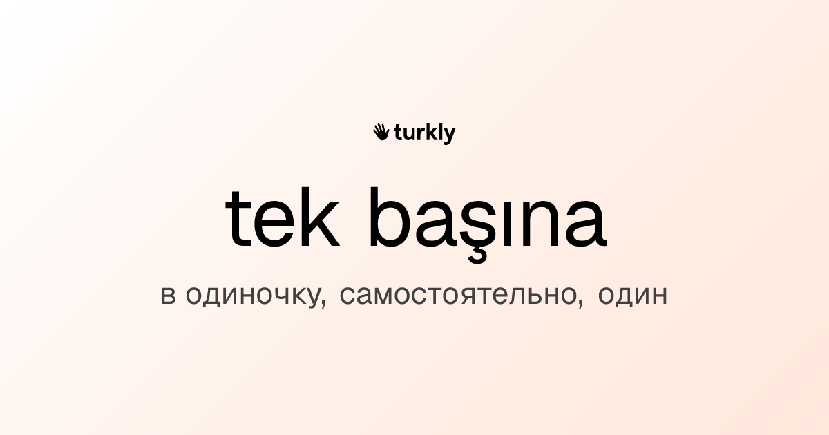 tek başına — в одиночку, самостоятельно, один